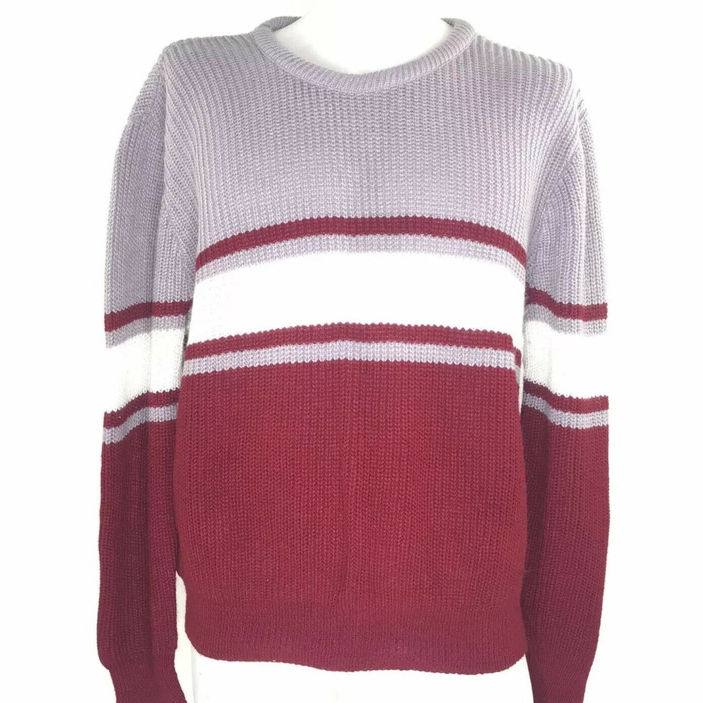 Mens Sweater Pullover Acrylic Ski Colorblock